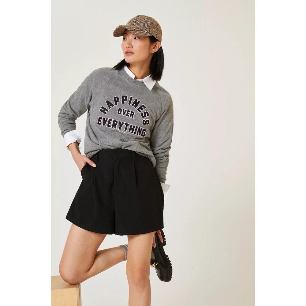 Avec Les Filles Anthropologie Wide-Leg Shorts Black Pleated Womens Large